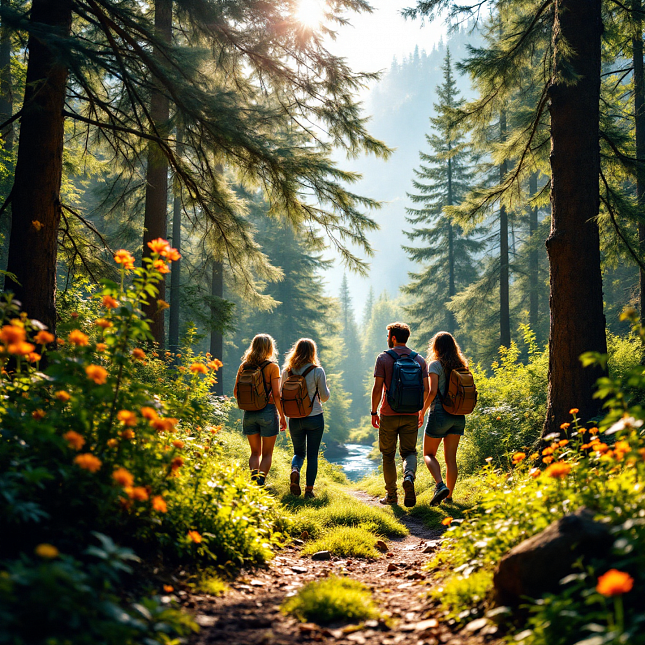 Пешие прогулки по лесу
